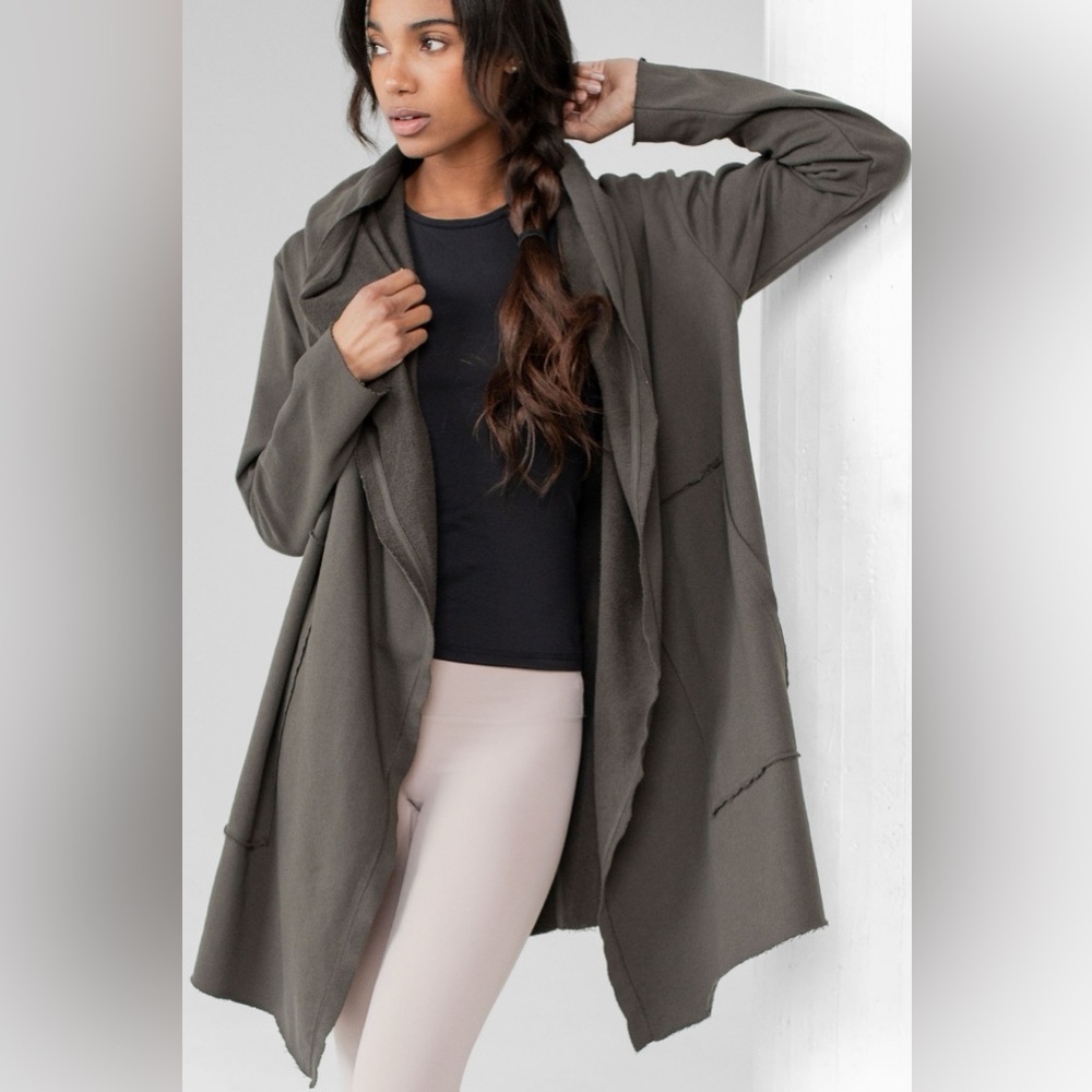 Green-Brown Hooded Sweater Jacket